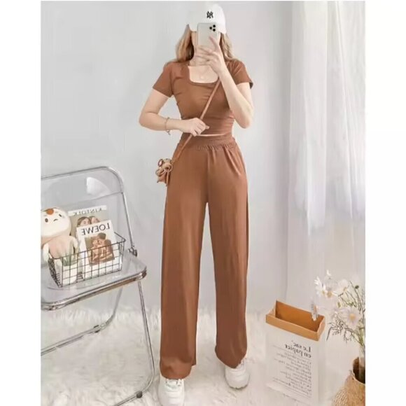 EXCELLENT CONDITION | CROP RIB KNIT SQUARE NECK TEE | LIGHTWEIGHT YELLOW MUSTARD - Picture 5 of 6